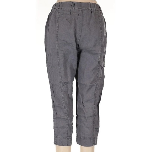 Ellen Tracey 100% Linen Crop CapriPants  Gray Pull On with Pockets size M - Picture 3 of 14